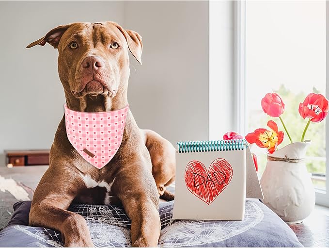 Valentine’s Dog Bandana, Valentine Triangle Bid Scarf for Girl Boy Small Medium Dogs or Cats, Adorable Puppy Wedding & Valentine’s Bandana, Cute Soft Cotton Pet Kerchief