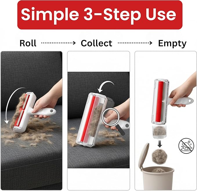 Pet Hair Remover Roller for Dogs & Cats – Reusable Fur & Lint Remover Tool with Easy-Grip Handle, Durable Plastic, Ideal for Furniture, Carpets & Clothes