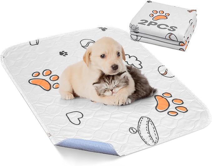 FURTIME Washable Pee Pads for Dogs, Super Absorbent, 2 Pack 18"x24" Gray | Reusable Puppy Pads Pet Training Pads, 100% Waterproof Non-Slip Puppy Pee Pads Whelping Dog Playpen Crate Potty Pads