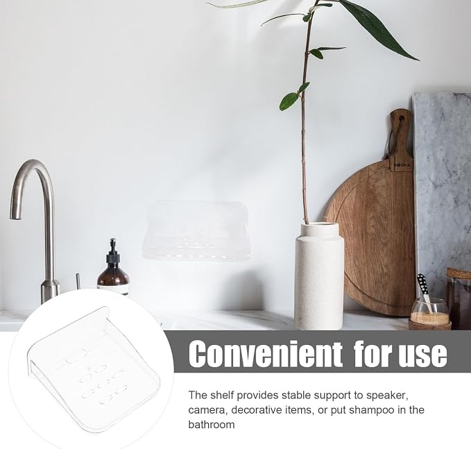 Wall Mount Security Camera Holder with Storage Shelf, Small Floating Wall Shelf for Router and Webcam, No Drill Installation, Home Entryway Organizer