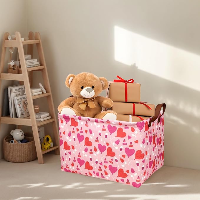 Valentine's Day Basket Gift for Empty Cute Heart Large Storage Bin for Kid and Baby Room Décor (Balloon Love)