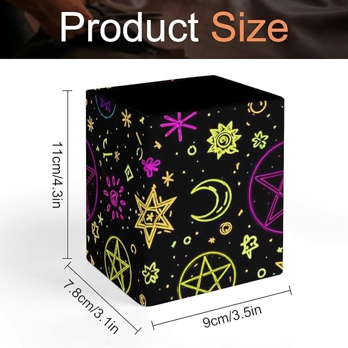 Pen Holder for Desktop Pencil Storage Organizer Goth Trippy Sun Moon Star Art Witchcraft Make Up Brush Holder Stationery Container for Home Office