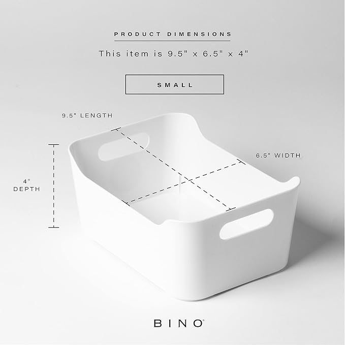 BINO Plastic Storage Bins - Small 4 Pack, White - THE SOHO COLLECTION - Pantry Organizers and Fridge Organizer