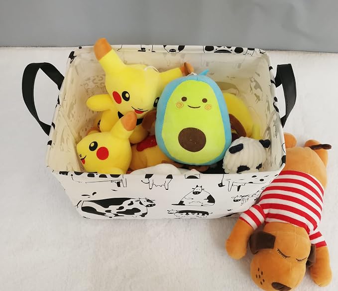 Kid Clothes Storage Basket Gift Shelf Basket Toy Storage Bin, Nursery Basket Organizer Box for Children With Handles for Room Deco (Cow)