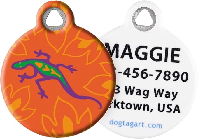 Lupine Pattern Go Go Gecko Custom Pet ID Tag for Dogs and Cats (Small) Lupine Brand Matching Tag, Complements Lupine Leash and Collar Patterns, Customizable Dog Tags