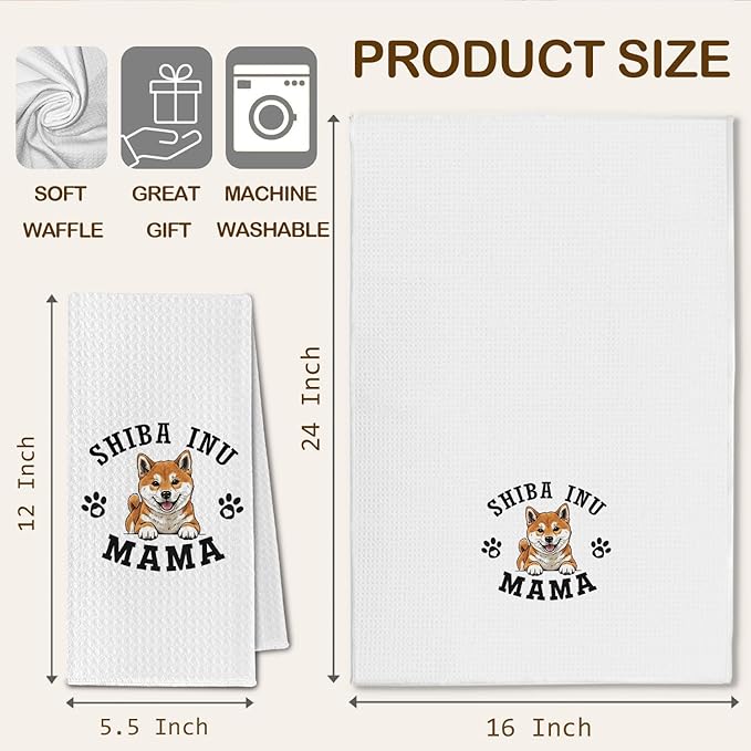 Shiba Inu Kitchen Towels, Dog Mama Shiba Inu Gifts for Women & Dogs Moms, Dog Lover Gifts Decorative Hand Towels for Bathroom, 16x24 Inch