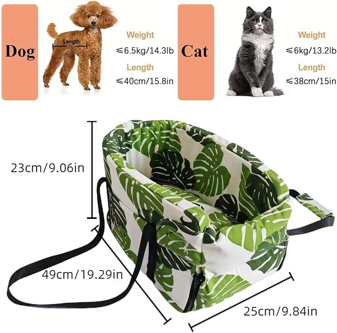 Car Center Console Pet Bed for Rolls-Royce Cullinan SUV 2018-2026 Portable Foldable Small Dog & Cat Carrier for Armrest with Safety Leash Side Pocket