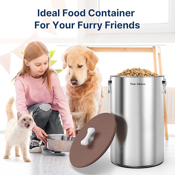 35 lb Stainless Steel Dog Food Storage Container with Airtight Lid for Pet | Metal Dog Food Storage Container for Dogs & Cats, Airtight Dog Food Container to Keep Food Fresh, Easy to Clean Dog Dood Bin