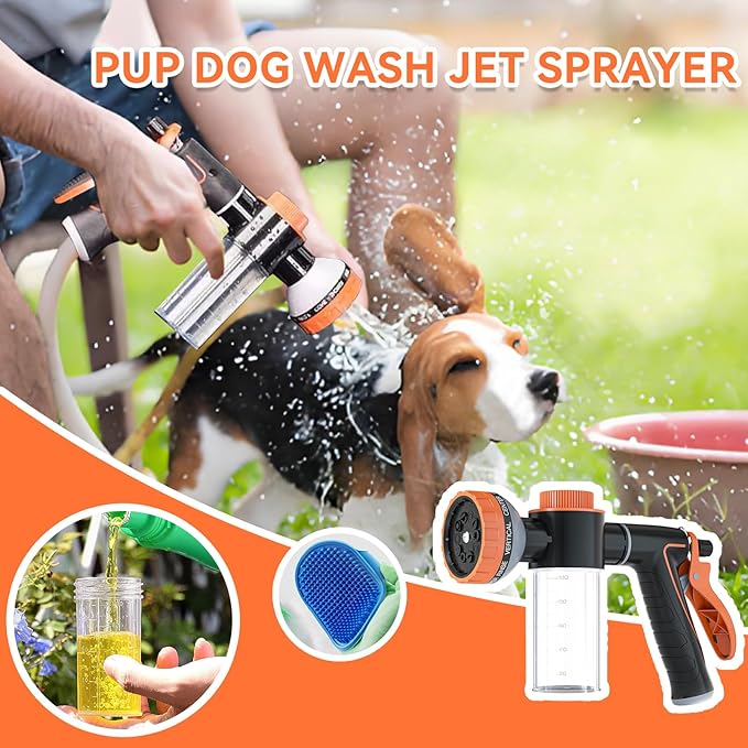 Dog Washing Hose Attachment for Pet Bathing with Black 3 Way Shower Diverter, Dog Wash Hose Nozzle Shampoo Sprayer for Pet Grooming Shower, Dog Shower Attachment for Bathroom
