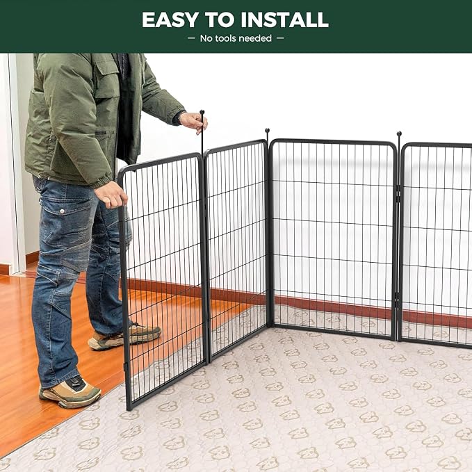 FXW Rollick Dog Playpen with Divider Connectors, 40" H, 16 Panels | Heavy-Duty & Easy setup Play Area, Two-Zone Layout, Indoor & Yard, For Medium & Large Dogs, Patented