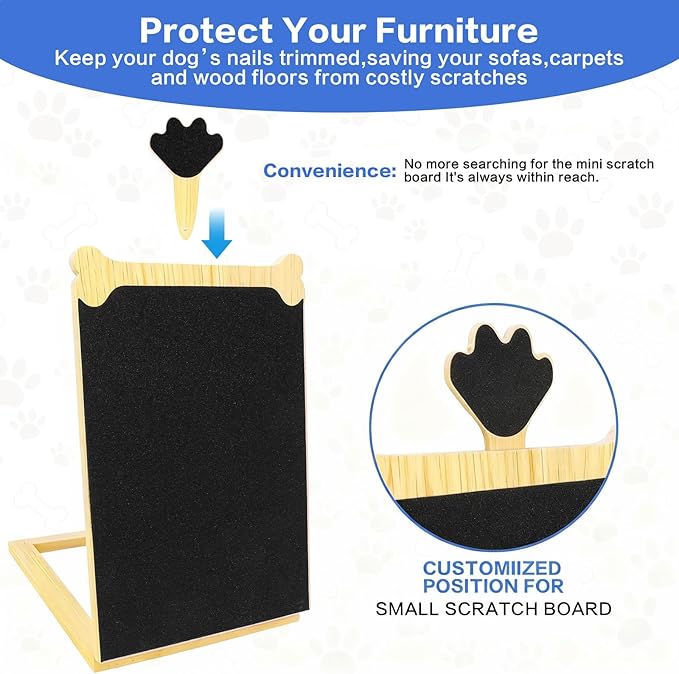 Dog Scratch Board for Nails, Adjustable Nail Filing Board with Mini Handheld Scratch Pad, Dog Nail File Alternative to Clippers and Grinders, Stress-Free At-Home Nail Care