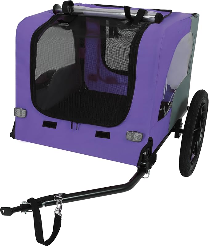 ZeHuoGe Pet Bike Trailer for Small to Medium Pets, Pet Cart Bicycle Wagon,23.62”x17.71” Roomy Cabin, Foldable & Portable, Universal Fit for 20”-29” Bikes