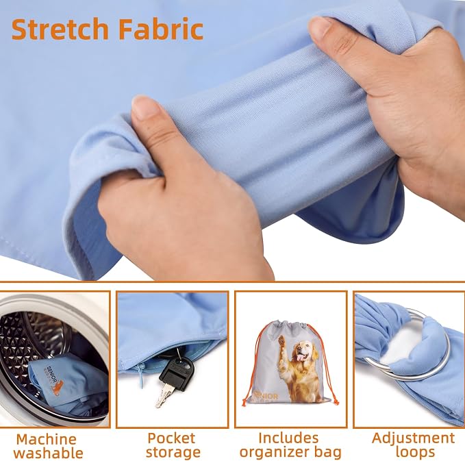 Dog Sling Carrier for Small Dogs, Adjustable Cat Sling Carrier, Light Blue | Hands-Free Front Carry Chest, Soft Breathable Fabric Wrap, Puppy/Kitten/Pets Up to 15 lbs, Machine Washable, Anti-Anxiety