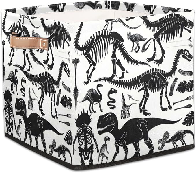 Dinosaur Bone Cube Storage Bin, 13 Inch Collapsible Fabric Storage Cubes Bin, Foldable Cube Baskets for Shelf, Closet, Organizer
