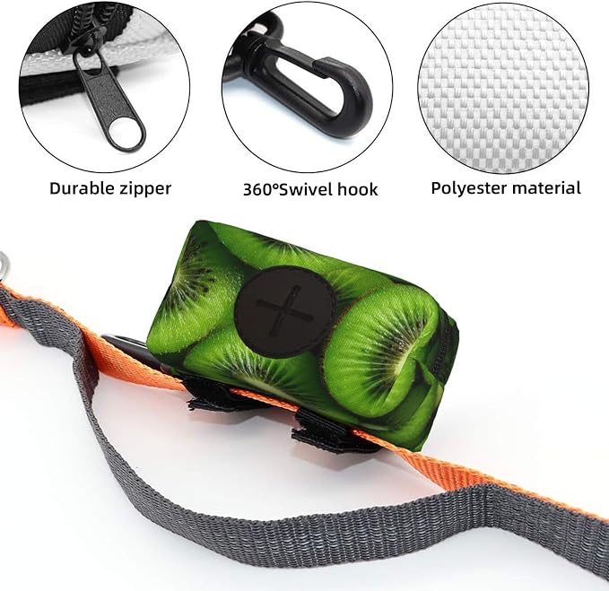 Kiwi Slices Pet Waste Bag Dispenser 0.2L | Portable Dog Poop Holder Waste Bag With Zipper Park Doggy Walking Accessory