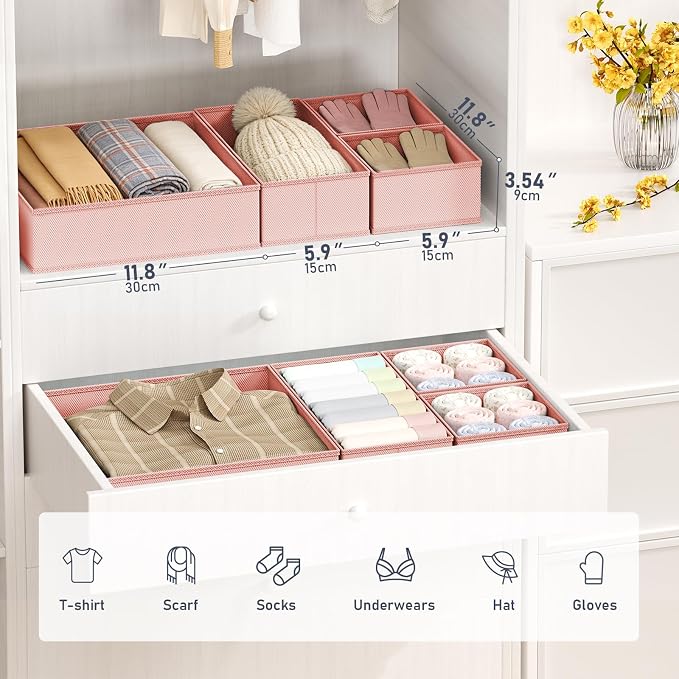 DIMJ Drawer Organizer Clothes 30 Pack - Foldable Baby Organizers and Storage Dresser Organizer for Bedroom, Closet Nursery Organization Dresser Dividers for underwear, Sock, Bra, Belt, Tie