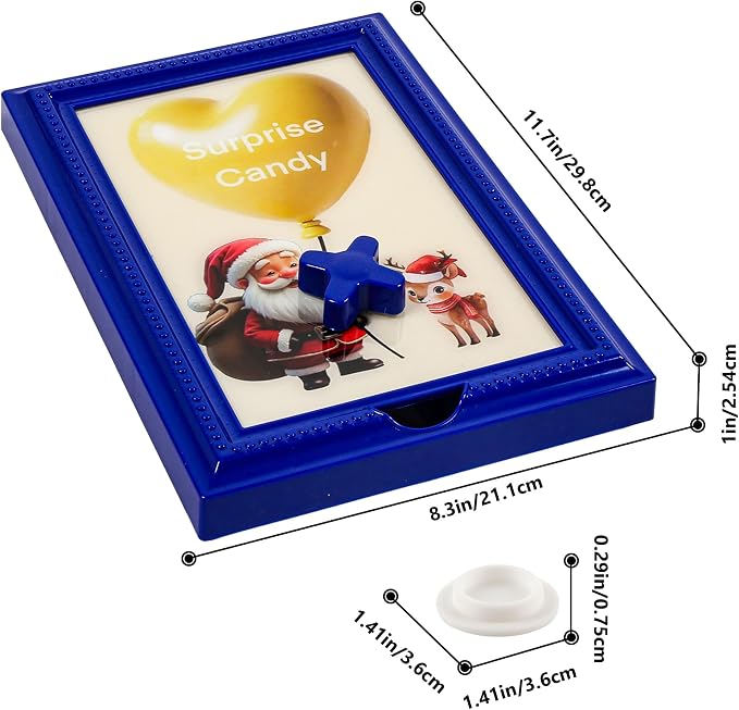Candy Dispenser Picture Frame, Wall-Mount & Tabletop Gumball Machine with Multiple Designs for Candy, Nuts, Treats, Interactive Home and Office Decor (Santa Claus & Deer, Yellow)