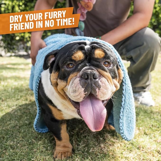 Chemical Guys Furrocious Super Absorbent, Ultra Soft Microfiber Pet Towel for Drying & Grooming Dogs, Cats & More, Blue (25 inches x 36 inches) PCS1996 - Pet Blanket, Pet Bed Topper