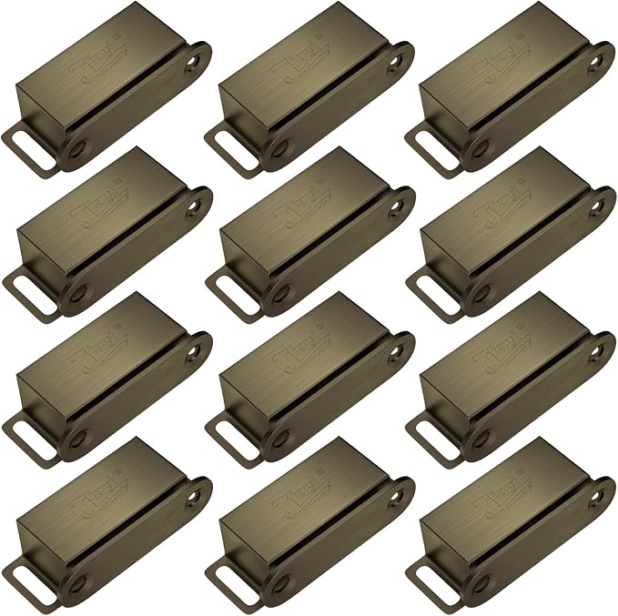 Cabinet Magnetic Catch Jiayi 12 Pack Magnetic Closures for Cabinet Door Magnetic Cabinet Catch RV Drawer Latches and Catches Bronze Magnetic Latch for Kitchen Closet Cupboard Closer