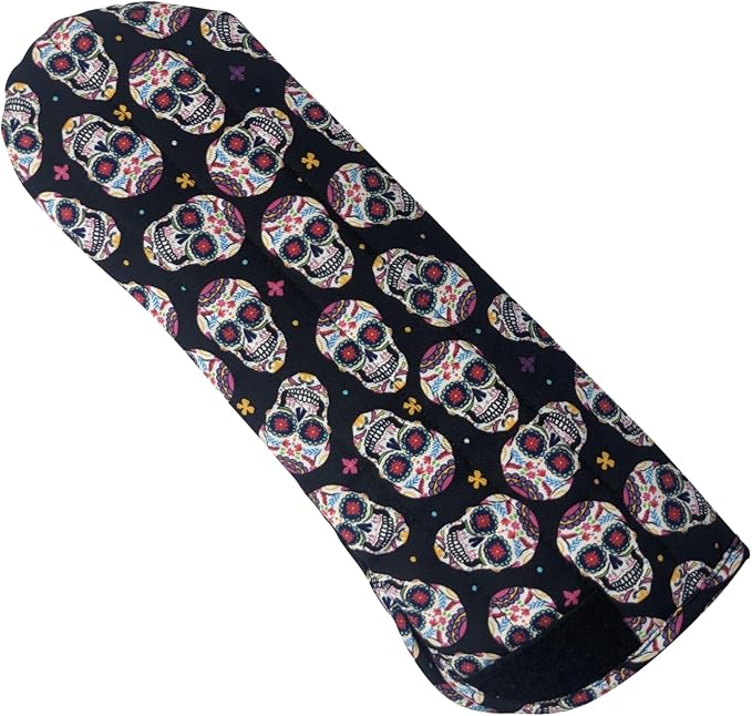 Case/Cover [Heat Resistant] for Curling Irons, Flat Irons or Straighteners, and Styling Irons, Silicone Coated Lining and Quilted Cotton Pouch for Travel, Gym, or Home [Skulls]