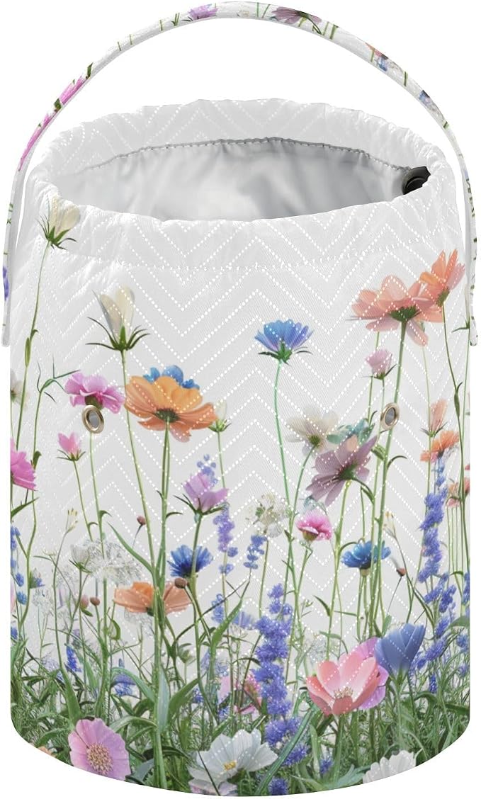 Tatenale Crochet Bag Yarn Bag Knitting Project Bag with Pockets and Handle Portable Yarn Storage Organizer Tangle Free 8.3x11 InchWildflower Blomming27