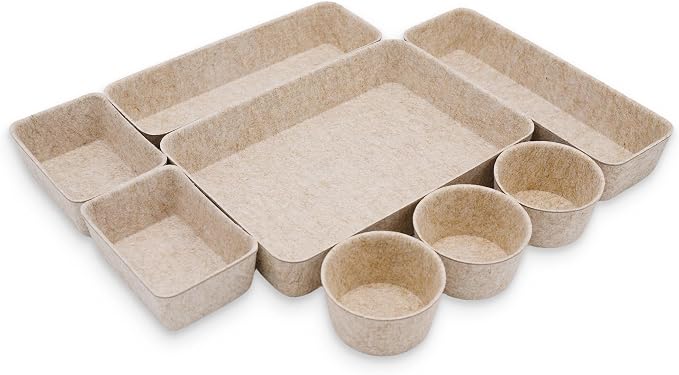 Welaxy Office Desk Drawer Organizer Tray hygge aesthetics 8 pc bin Oatmeal