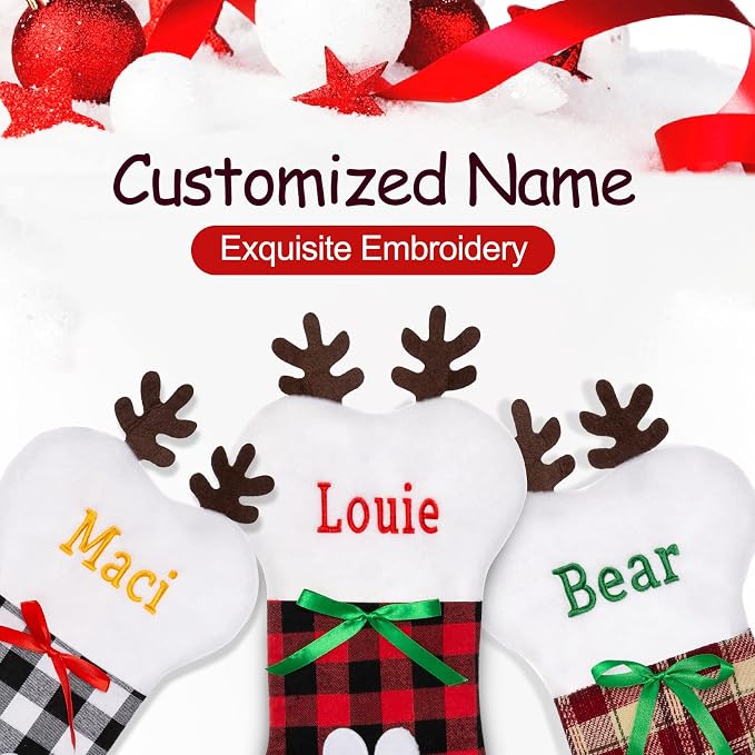 Personalized Christmas Stocking Large Custom Knitted Embroidered Name Xmas Stocking for Family Kids Pets Fireplace Party Decor
