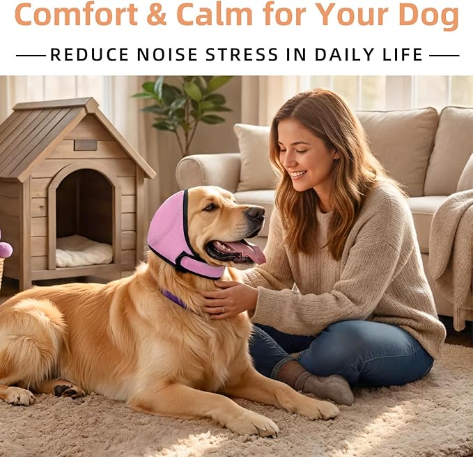Dog Ear Muffs Noise Protection, Water-Resistant, No-Shake Ear Muffs for Grooming, Bathing, Swimming & Noise Relief