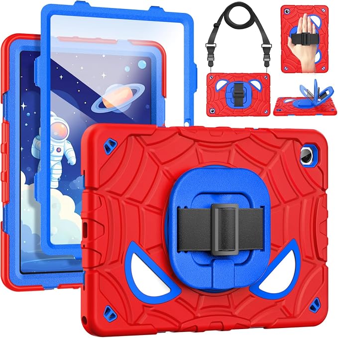 Grifobes Case for Samsung Galaxy Tab A11+ / A9+ Plus 11 inch 2026/2024 | Full Protection with Screen Protector/Rotating Stand, Hand/Shoulder Strap for 11” Tablet Cover Red+Blue