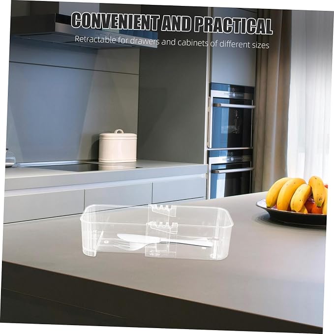 Alipis 3pcs Expandable Drawer Organizer Clear Storage Tray Dividers for Kitchen and Office Use Pet Material for Easy Organization