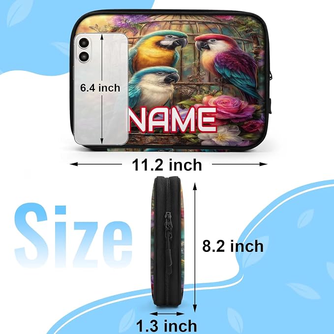 Custom Electronics Organizer Roses Garden Parrots Travel Cable Pouch Large Tech Accessories Case Waterproof Cord Storage Bag for Power Bank Charger Phone Earphone