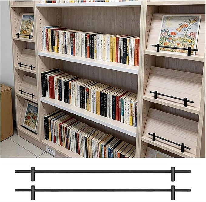 Adjustable Shelf Guard Rail Set, Boohelf Safety Bar for Cabinets, Easy Install Tipping Rail, Round Rod Fence for Kitchen & Bathroom Organization