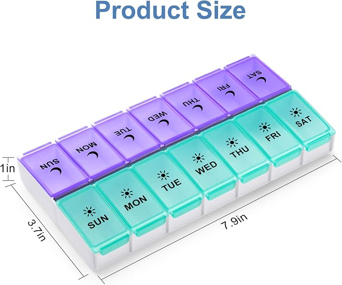 DANYING Large Pill Organizer 2 Times a Day, Weekly Pill Box 2 Per Day, AM PM Pill Case, Pill Container 7 Day, Vitamin Case Twice a Day