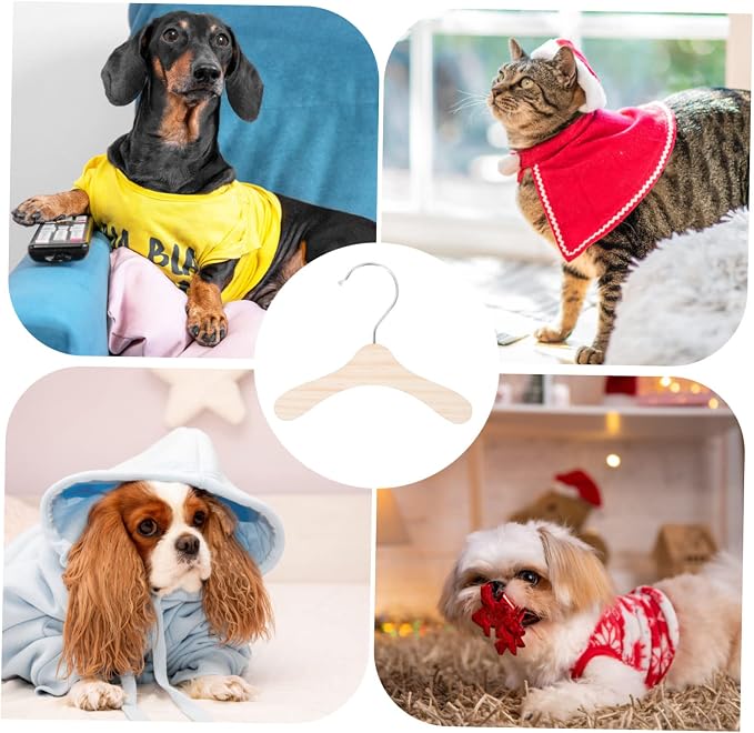 Luxshiny 10pcs Wooden Dog Clothes Hangers Solid Pet Clothing Racks for Organized Storage Lightweight and Design for Hanging Dog Apparel