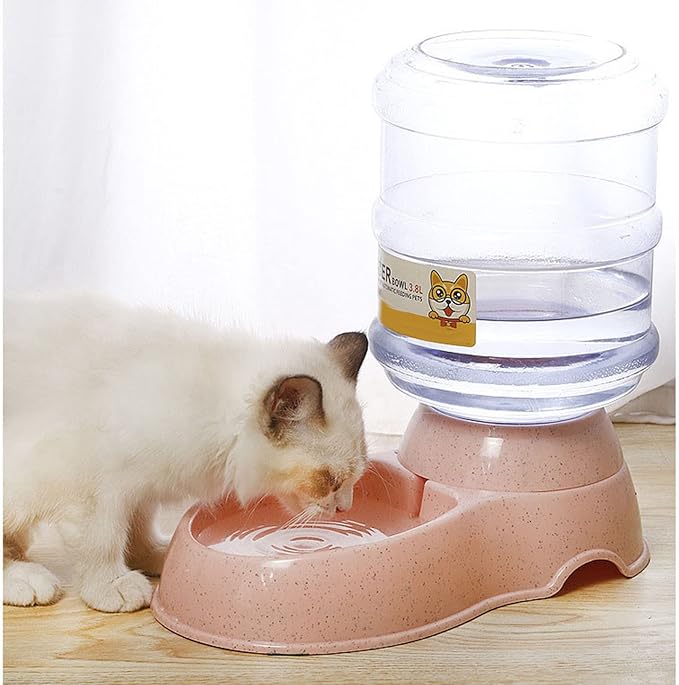 Haofy Automatic Pet Water Dispenser 3.8L Large Capacity Non Leak Gravity Water Bowl with Detachable Design Non Slip Base for Dogs Cats Ideal for Home Travel Crate Multi Pet Households (for Pink)
