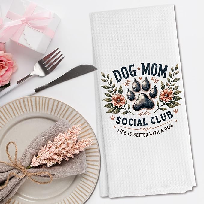 Dog Mom Gifts Kitchen Towels, for Dogs Mom Hand Towels for Bathroom Decor, Dog Lover Gift for Women Dish Tea Towels for Kitchen Decor, 16x24 Inch