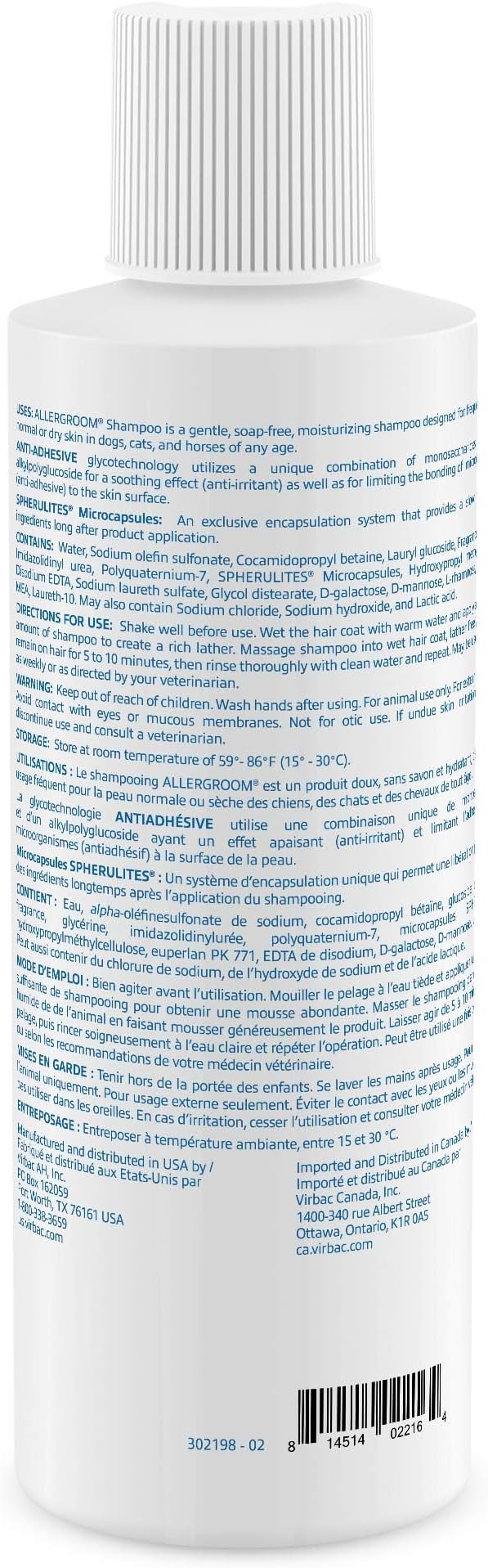 Virbac ALLERGROOM® Shampoo For Dogs, Cats & Horses (16 oz) - For Normal or Dry Skin
