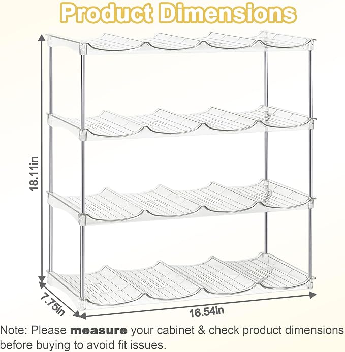 Spaclear Water Bottle Organizer - Stackable Water Bottle Holder for Cabinet, Large Compartment Tumbler Organizer Wine Racks, Kitchen Organization and Storage for Stanley Cup Holder, 4 Tier Hold 16