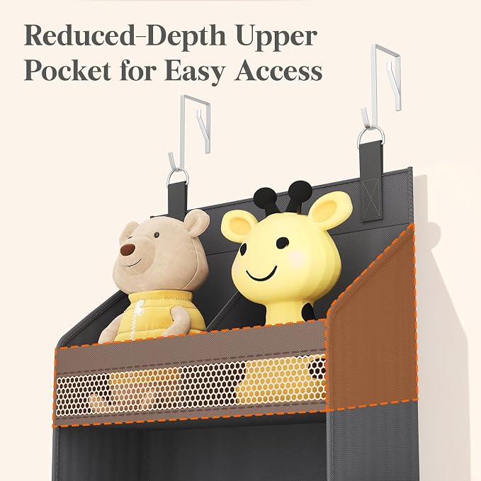 Lifewit 5 Tier Over the Door Organizer, Diaper Hanging Storage, Gray | Nursery Sturdy Large Heavy Duty Back of Door Shelf with 4 Mesh Side Pockets, for Baby Stuff Toy in Pantry, Laundry, Bathroom