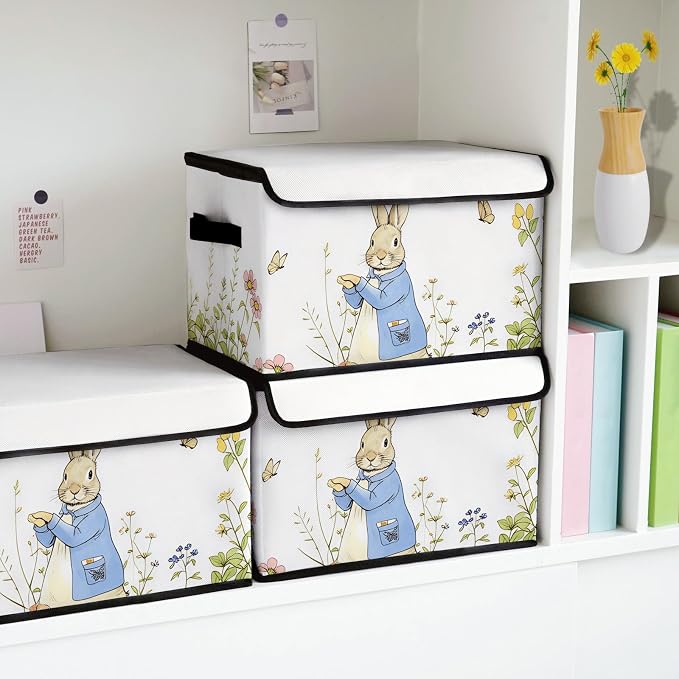 Stackable Storage Bins with Lids,Closet Organizers Fabric Box for Home and Office,Blanket Clothes Organizers,Under Bed Storage Containers 3 Pack