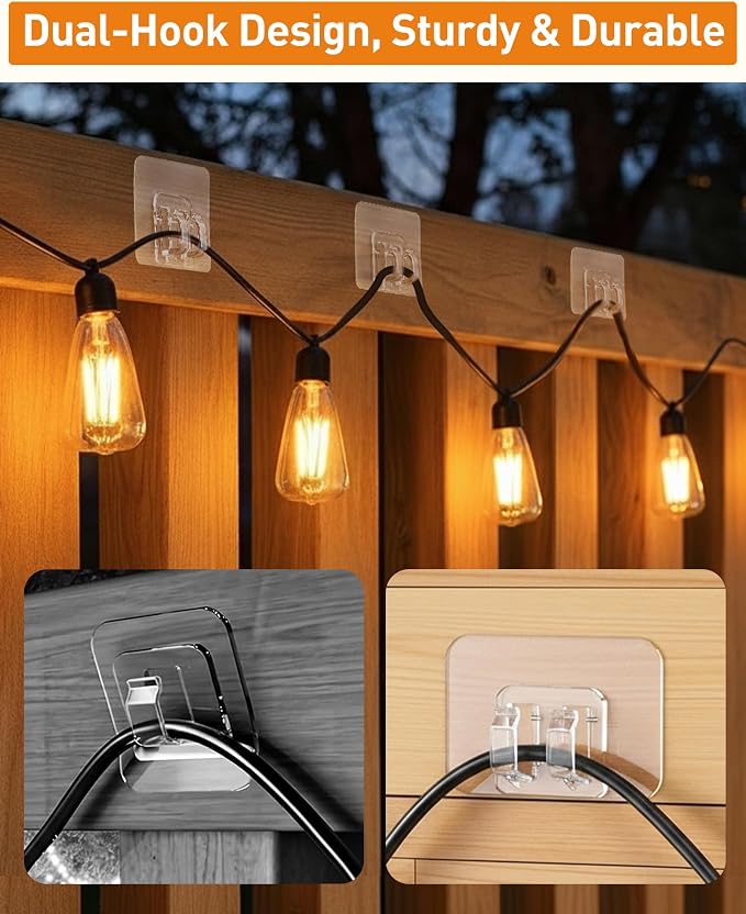 Cable Sleeve and Hooks for Outdoor String Lights Clips