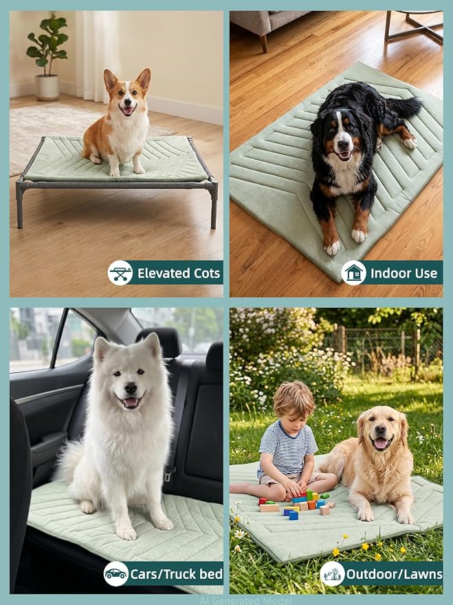 Cooling Mat for Dogs, Q-MAX>0.4 Dog Cooler Blanket for Crate, Summer Dogs Bed Pad, Washable Anti-Slip Pet Mats for Large Medium Dogs Sleeping, Multi-Use Kennel Pads for Truck Car Sofa