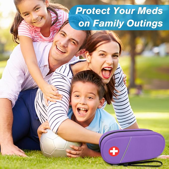 SITHON EpiPen Medical Carrying Case Insulated, Travel Medication Organizer Bag Emergency Medical Pouch Holds 2 EpiPens, Asthma Inhaler, Anti-Histamine, Auvi-Q, Allergy Medicine Essentials, Violet | Emergency Medical Travel Pouch Holds 2 EpiPens, Asthma...