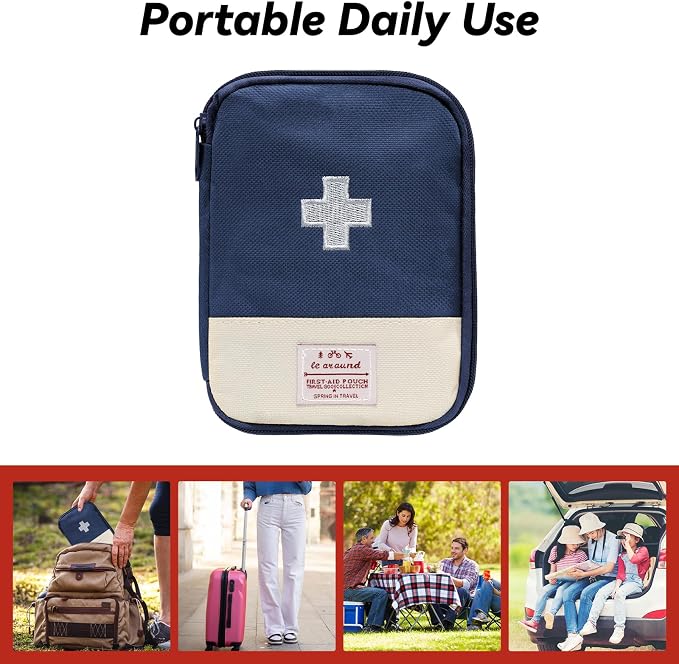 Faylapa 3 Pcs Mini Empty First Aid Bag, 7x5 inches Mini Portable Medical Pouch, Travel Emergency Multifunction Emergency Storage Bag for Hiking, Home, Travel, Camping, Outdoor, Car, Office(Bag Only)