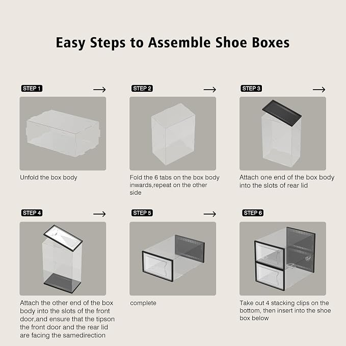 12 Pack Shoe Storage Box, Clear Plastic Stackable Shoe Organizer for Closet, Space Saving Shoe Rack for Entryway Sneaker Container Bin Holder (Black)