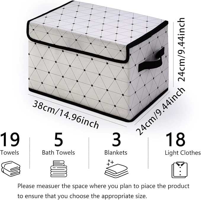Fabric Storage Bins with Lids,Under Bed Storage Containers 3Pack | Stackable Clothes Storage Bins with Lids,Closet Organizers Box for Home and Office,Blanket Clothes Organizers