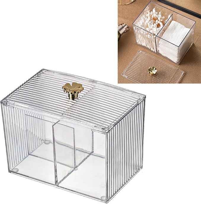 FTVOGUE Cotton Pads Holder, PET Transparent Makeup Organizer with Multiple Compartments for Beauty Enthusiasts