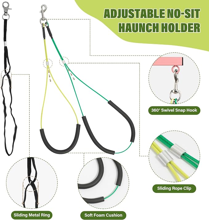 getlstub Dog Grooming Arm with Pet Grooming Hammock, 35" Pet Grooming Table Arm with Adjustable No Sit Haunch Holders, Dog Grooming Stand with Loop Noose for Small and Medium Pets, Pink