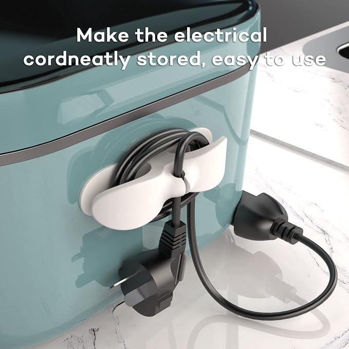 4PCS Cord Organizer For Appliances,UMUST Kitchen Appliance Cord Winder Holder, Cable Wrapper Stick Firmly for Coffee Maker Pressure Cooker Etc (White)