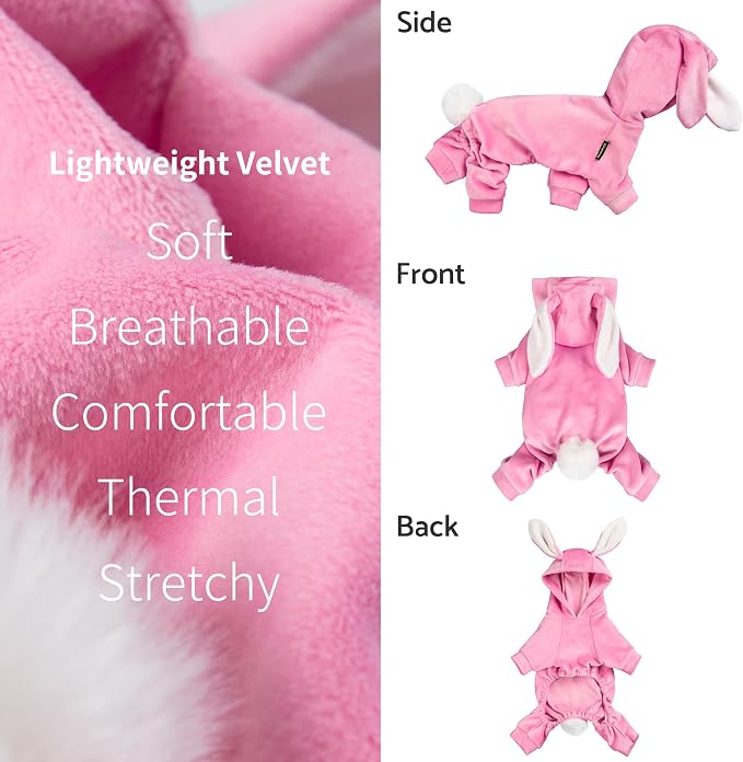 Fitwarm Dog Halloween Bunny Costumes, Funny Dog Hooded Pajamas, Doggy Clothes for Small Dogs Boy Girl, Pet Apparel, Pink, White, Small